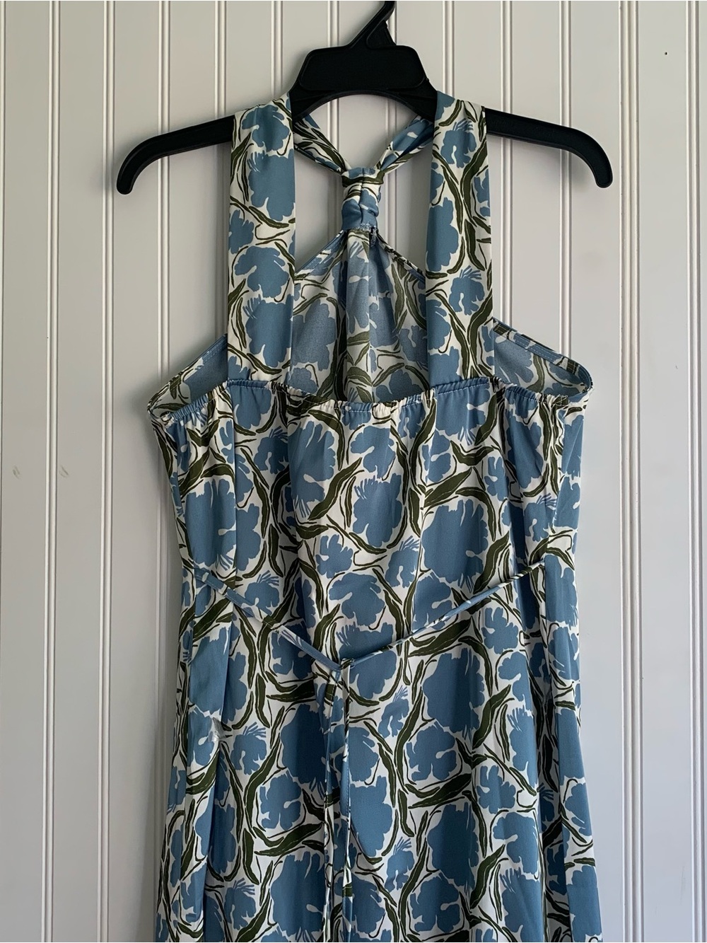 Commense Blue and Cream Floral Halter Maxi Dress Like New Medium - Picture 6 of 10